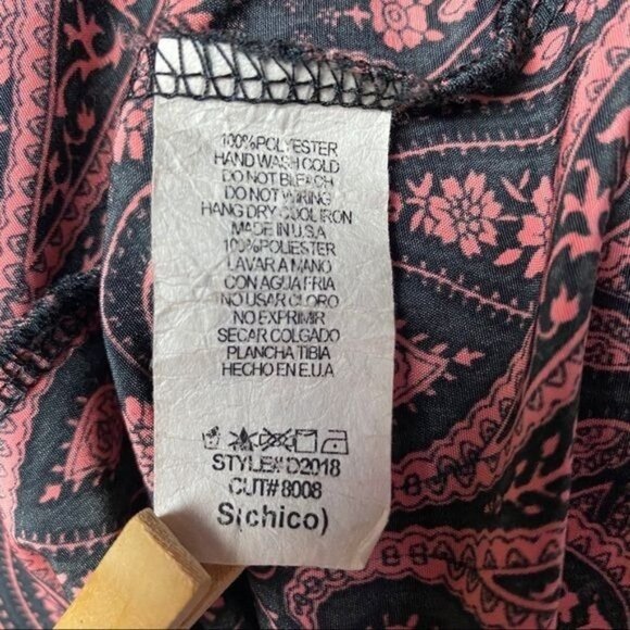 Teenplo Paisley  Black Pink Long Sleeve Mini Dress Size S - Picture 10 of 10